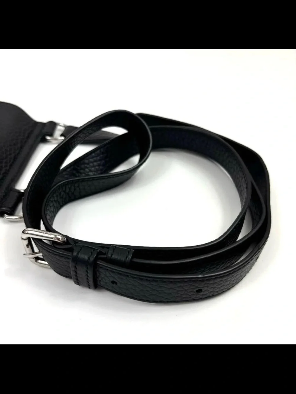 Mulberry Black Pebbled Leather Crossbody Phone Pouch with Silver Lock